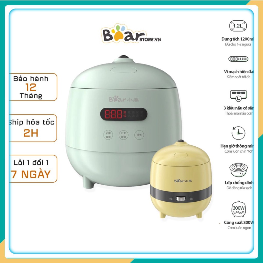 Nồi cơm điện mini BEAR-DFB-B12K2 Công nghệ Hàn Quốc- Thể tích 1.2L Dành cho 1-3 người ăn, BH 6 tháng t02