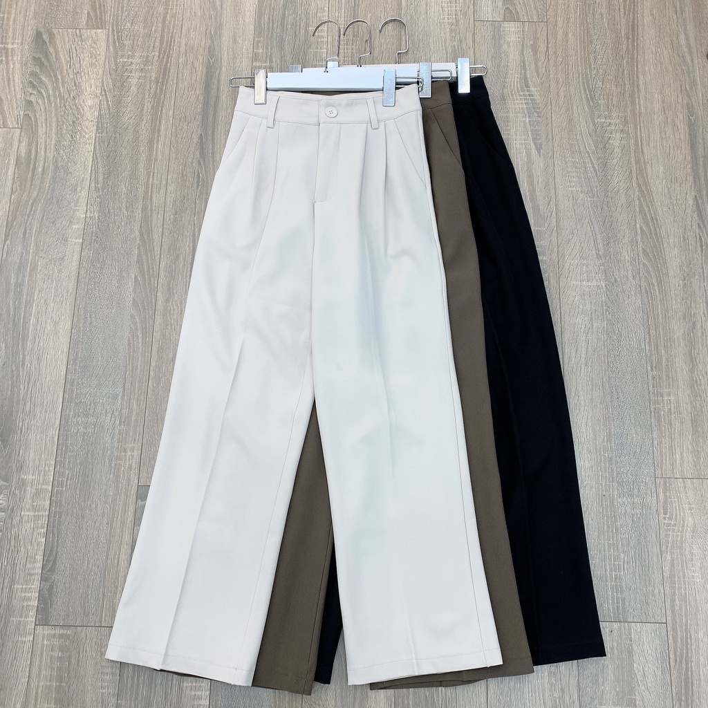 210778 Quần vải ống rộng nữ, quần culottes ống suông chất vải mềm mướt, đứng form