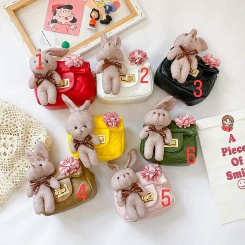 Túi đeo chéo túi xách thời trang mini cho bé gái phong cách Hàn Quốc dây xích siêu bền kèm gấu JIMADO SA890