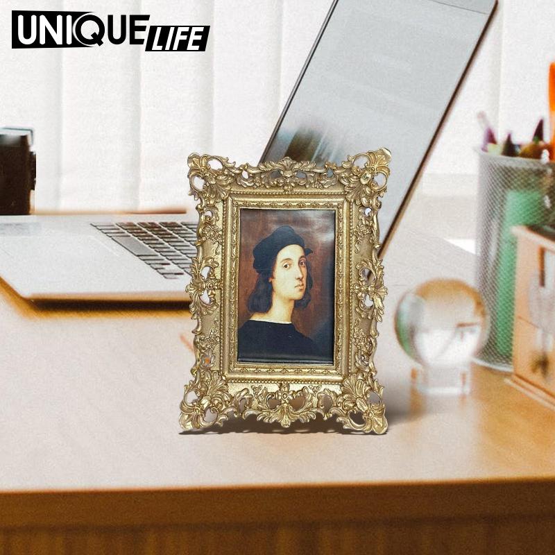 Khung Ảnh Nhựa Resin Hình Chữ Nhật Màu Vàng Để Bàn Trang Trí Nhà Cửa Đám Cưới