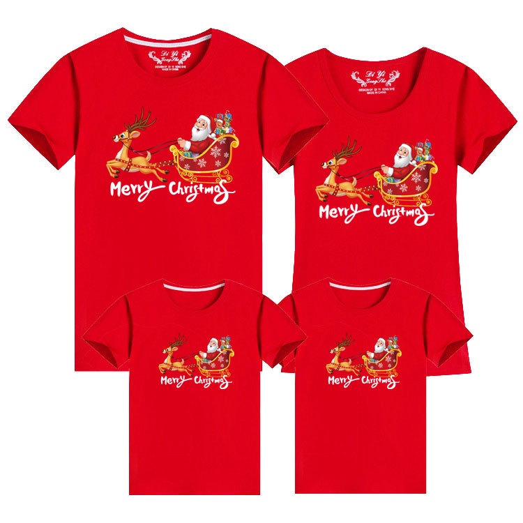 Áo Thun Tay Ngắn In Hoạt Hình Giáng Sinh Năm Mới 2023 Dành Cho Gia Đình C9620