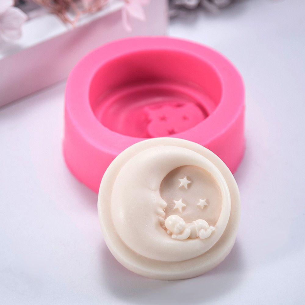 KUNHEV Khuôn Silicone Tạo Hình Làm Xà Phòng Hình Tròn / Mặt Trăng 3D Đa Năng DIY