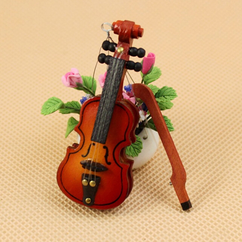 Đàn Violin Mini Bằng Gỗ Dùng Để Trang Trí Nhà Búp Bê