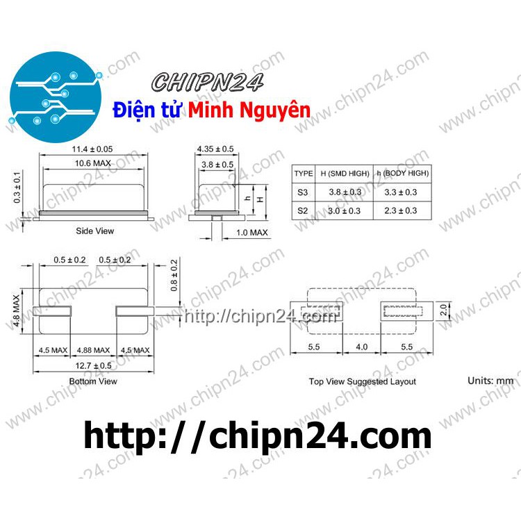 [3 CON] Thạch anh Dán 22.1184M 49SMD (22.1184MHz 22.1184)