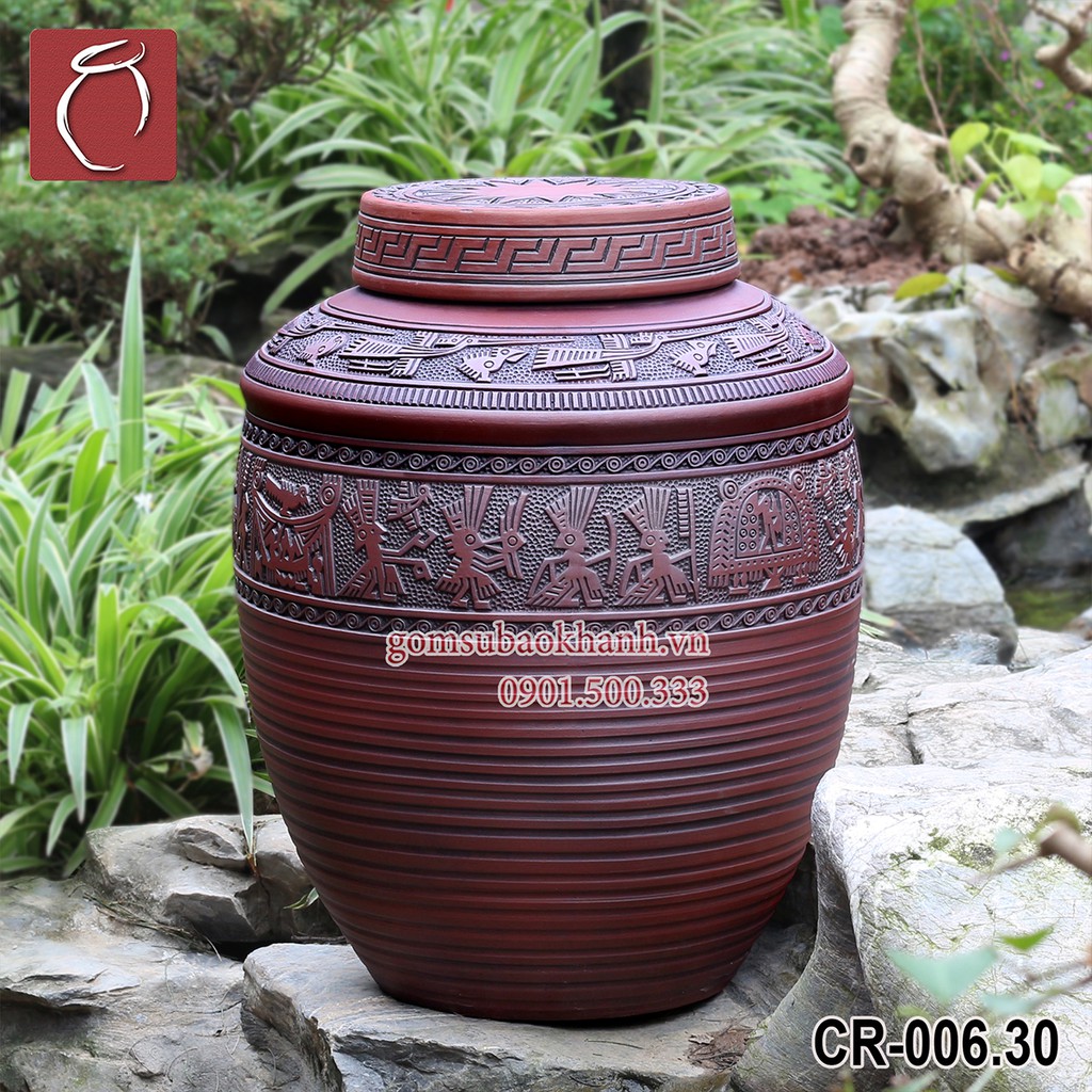 Chum sành Trống Đồng Đông Sơn Âu Lạc 30L gốm sứ Bảo Khánh Bát Tràng