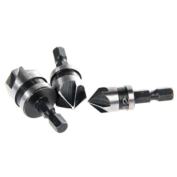 Bộ 3 Mũi Khoan 12mm / 16mm / 19mm Bằng Thép Cacbon Cho Chế Tác Gỗ / Kim Loại