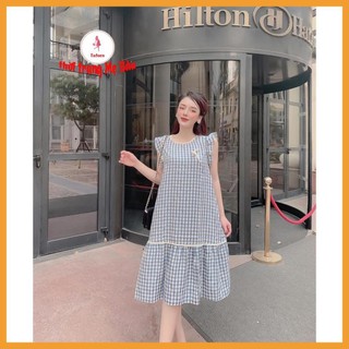 Váy bầu mùa hè caro 45 -70kg. New 3 màu (chất vải mền mại , mặc mát mùa hè) hình thật  (shop Tatoco)