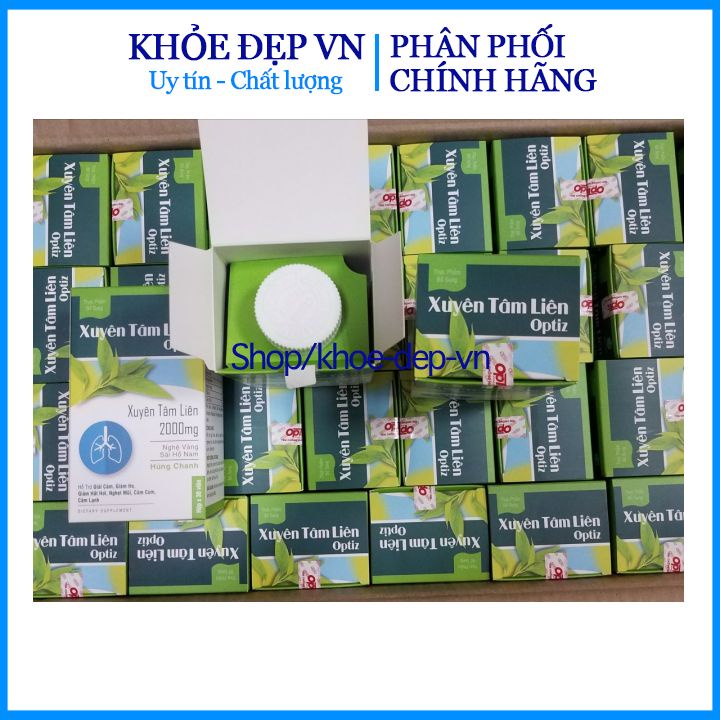 Viên uống Xuyên tâm liên Optiz 2000mg hỗ trợ giải cảm, giảm ho, hắt hơi - Hộp 30 viên