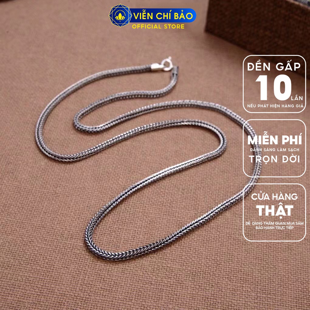 Dây chuyền bạc nam kết vuông chất liệu bạc Thái 925 phụ kiện trang sức Viễn Chí Bảo D100033