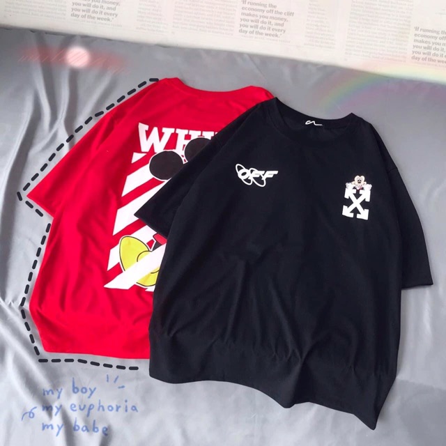 Áo OverTee Lửng OFF-WHITE Mickey-Donal Unisex