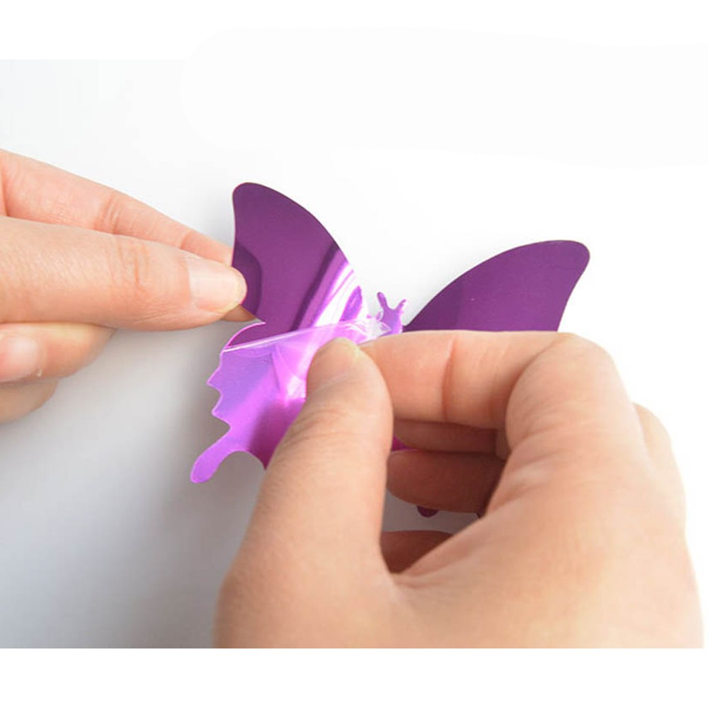 12 Sticker bươm bướm 3D mặt gương trang trí tường cho tiệc cưới độc đáo