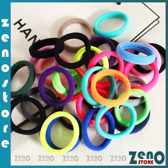 Set 20 dây buộc tóc màu đen và nhiều màu, dây thun buộc tóc đàn hồi đựng trong túi zip PT19