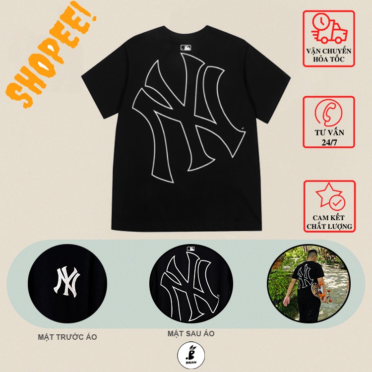 Mẫu áo phông nam nữ N.Y unisex form rộng, áo thun nam nữ M.L.B form rộng thoải mái phù hợp cho mọi lứa tuổi.