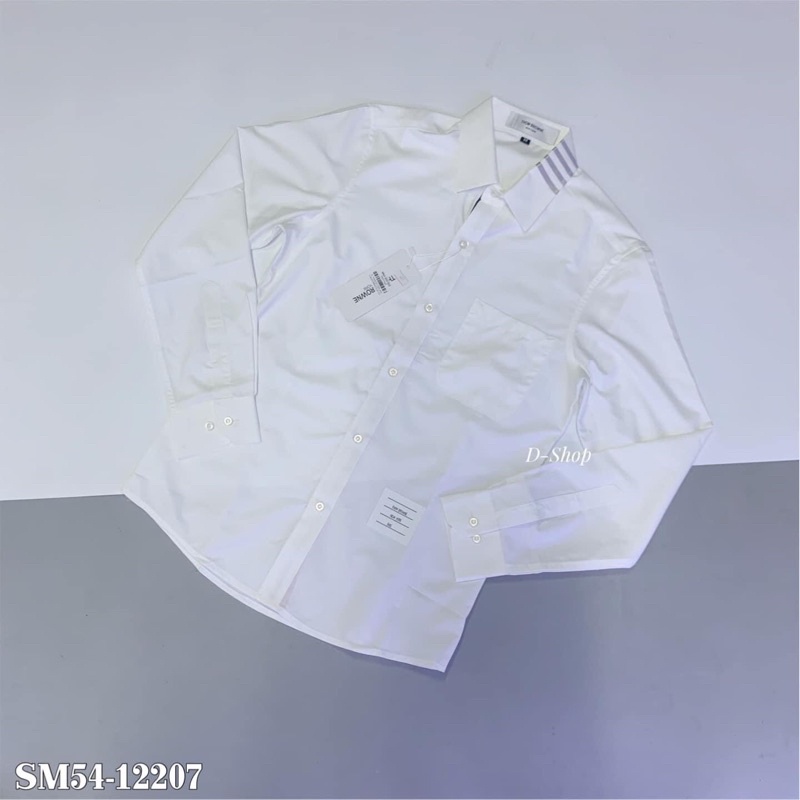 Sơ mi nam Thom browne sọc xám ở cổ