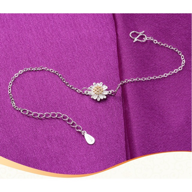 [FreeShip]Lắc Chân Bạc Ý 925 Hoa Cúc Họa Mi