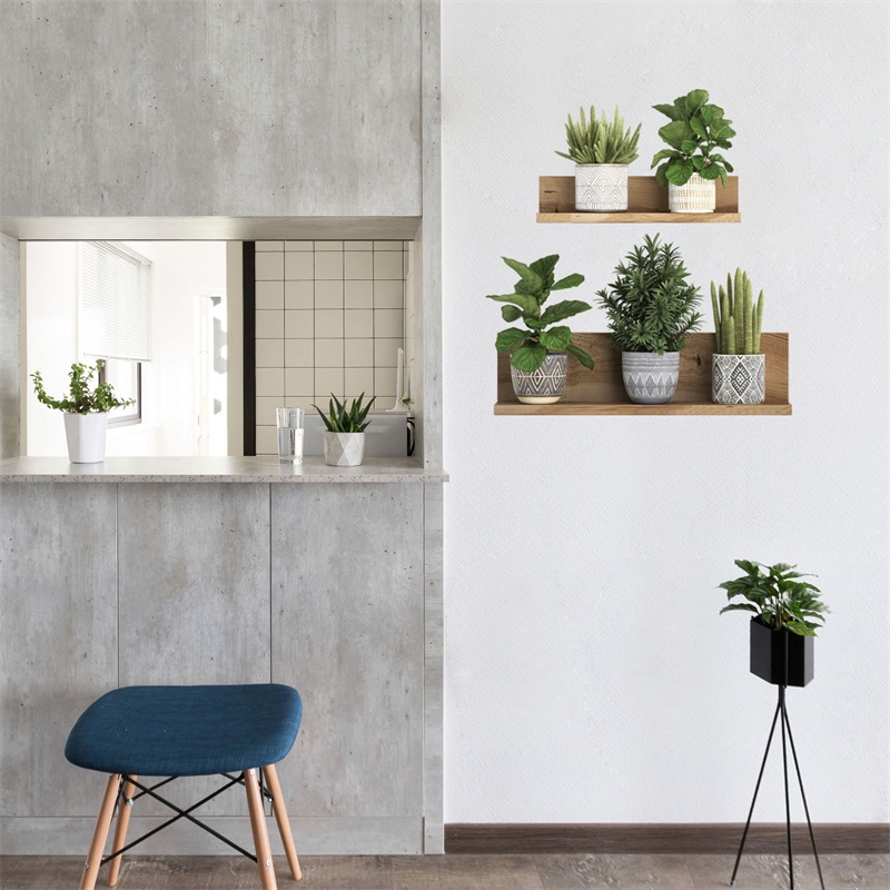 Watercolor style potted green value wall stickers decorative PVC personalized plant potted stickers