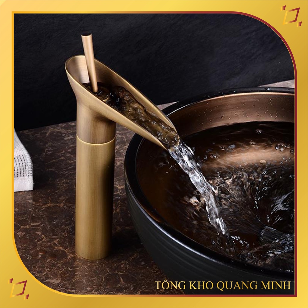Vòi Lavabo đồng thau sử dụng 2 đường nước nóng lạnh kiểu dáng độc đáo mang phong cách cổ điển - QM.VR029B2