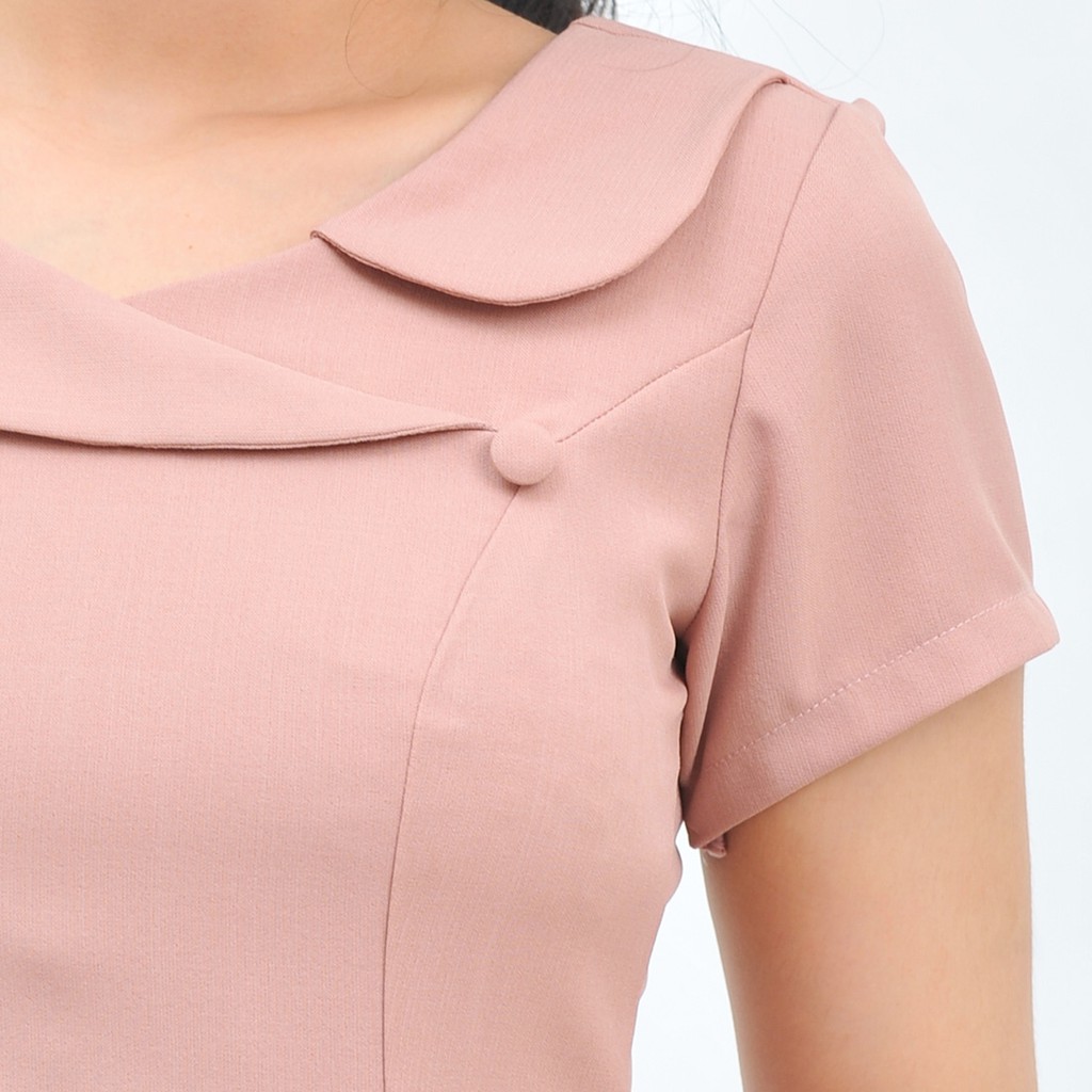 Đầm chữ a công sở nữ thời trang Eden cổ cách điệu tay ngắn có túi chất liệu co giãn nhẹ thoáng mat - D414