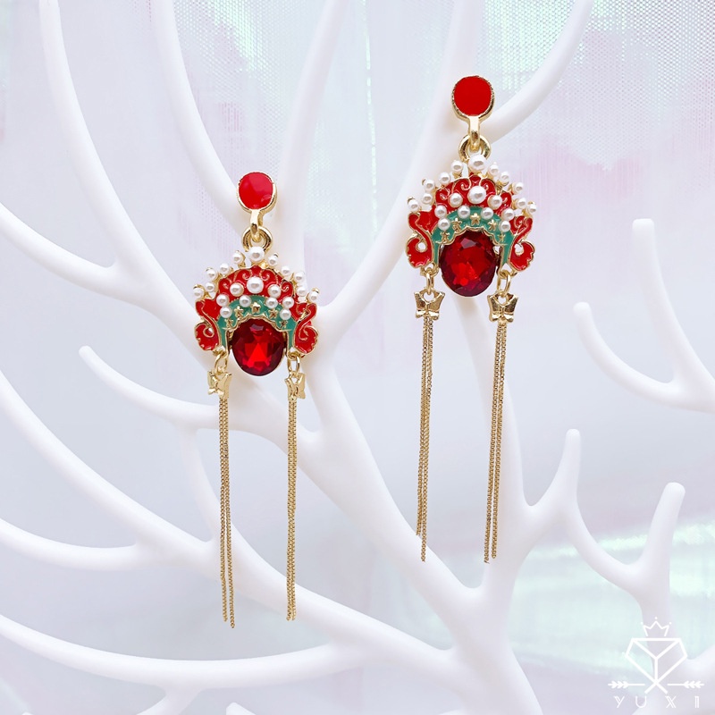 Bông Tai Tua Rua Hình Chữ Happy New Year Phong Cách Trung Hoa Cổ Điển Thời Trang