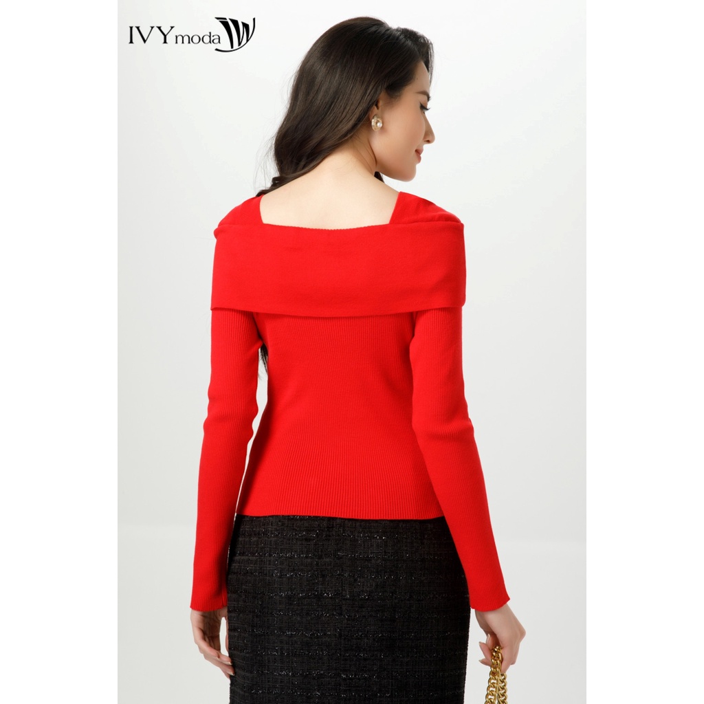 Áo len gân cổ cách điệu nữ IVY moda MS 58B8861