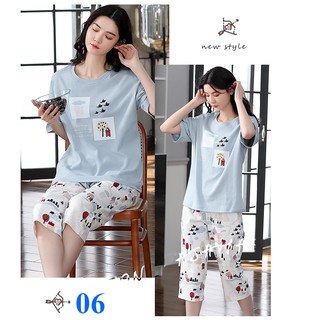 Đồ bộ nữ cộc tay bộ mặc nhà dễ thương cotton mềm mại DN02