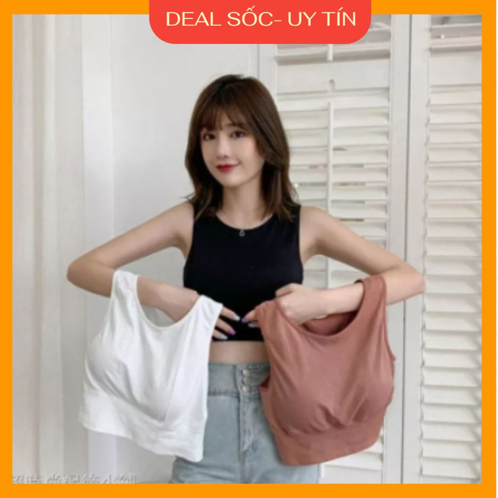 Áo croptop ba lỗ trơn siêu đẹp có kèm đệm ngực