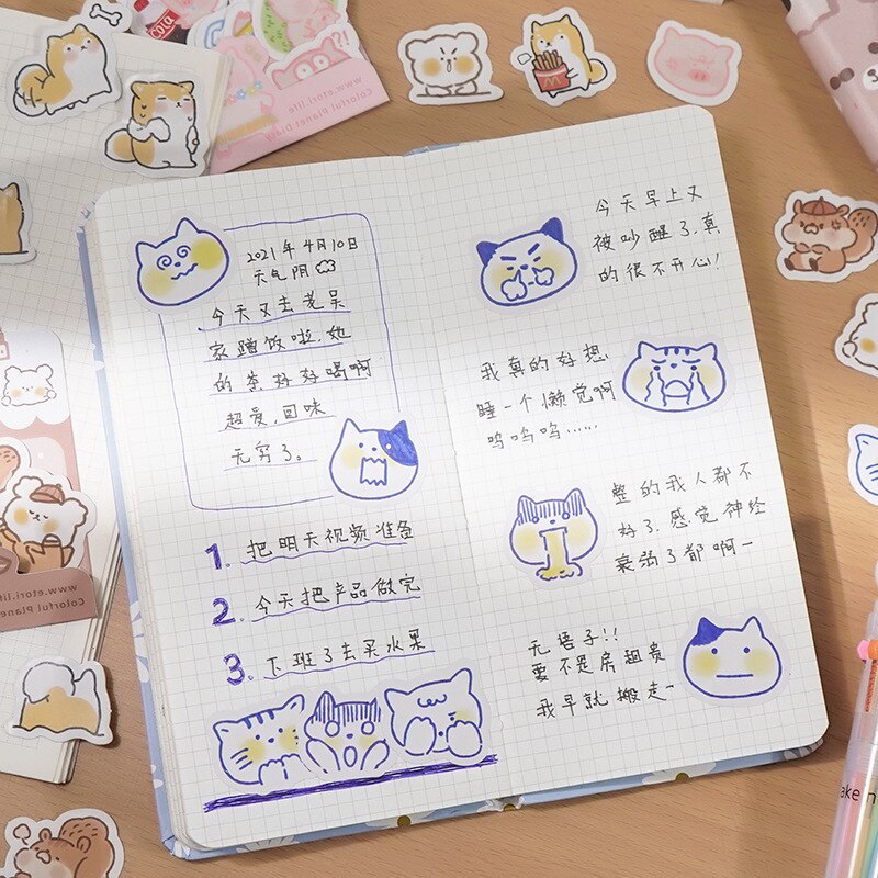 Bộ 40 Miếng Hình Dán Họa Tiết Mèo Dễ Thương