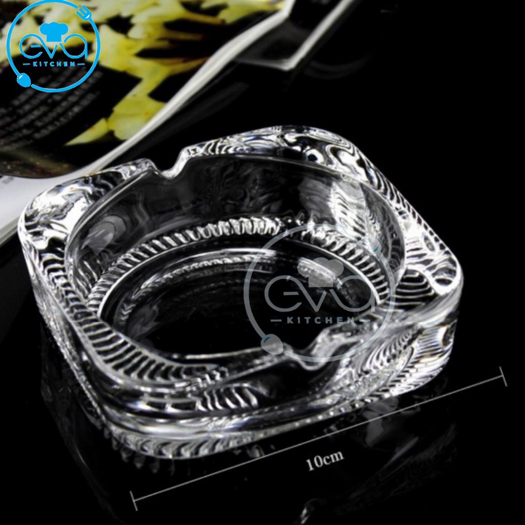 Gạt Tàn Thuỷ Tinh Glass Ashtray Kiểu Dáng Vuông Bầu Sang Trọng Deli 1024 M1000