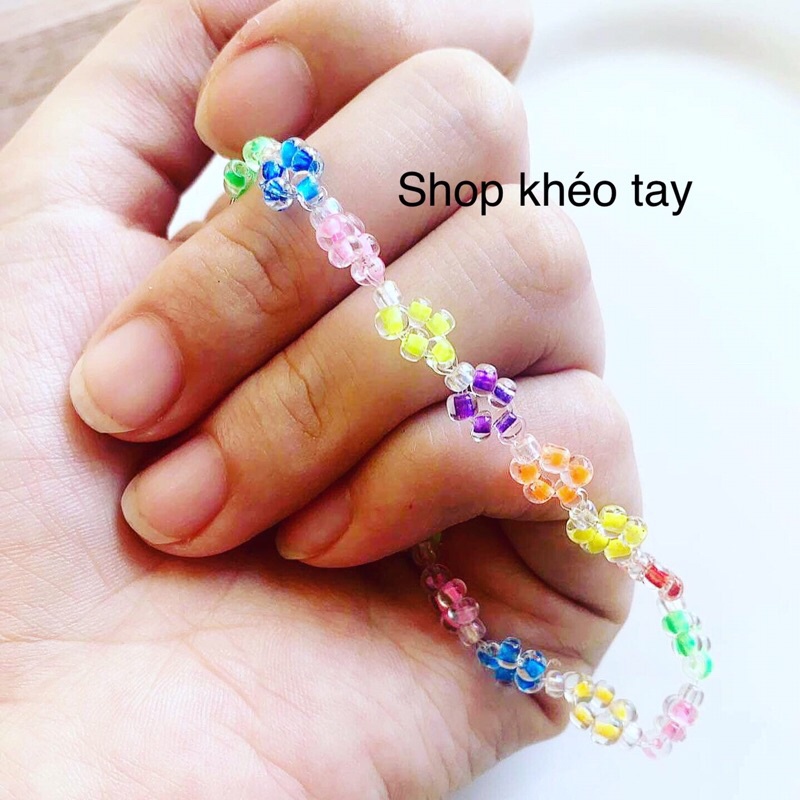 Vòng tay hạt cườm pha lê: Hoa mùa xuân