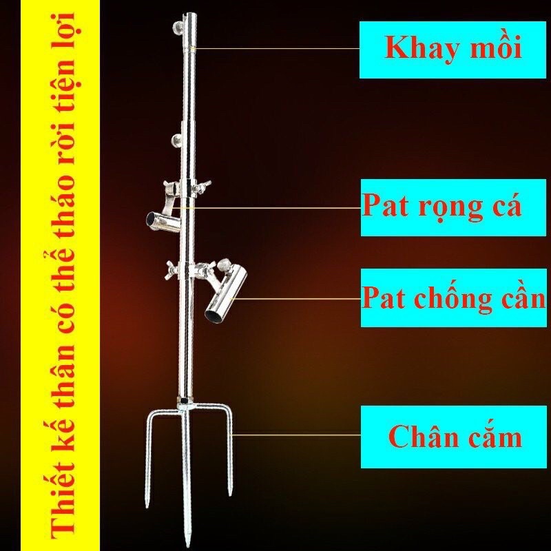 Tháp câu đài đa năng hỗ trợ chống cần câu, cố định rộng cá, khay mồi