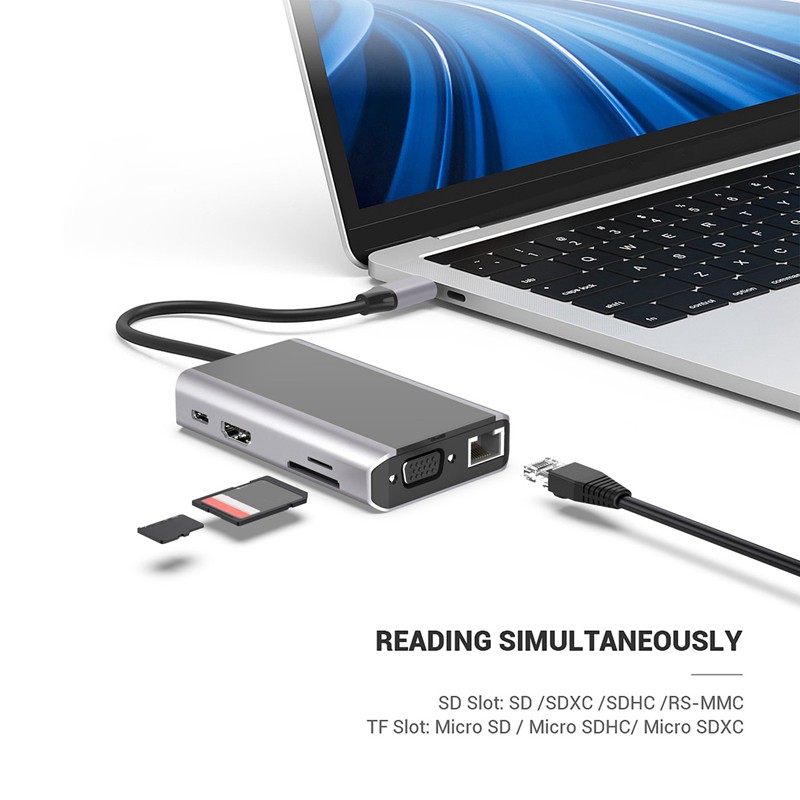 Bộ Chuyển Đổi Cổng Type-C Sang Usb 9 Trong 1 Cho Laptop | BigBuy360 - bigbuy360.vn