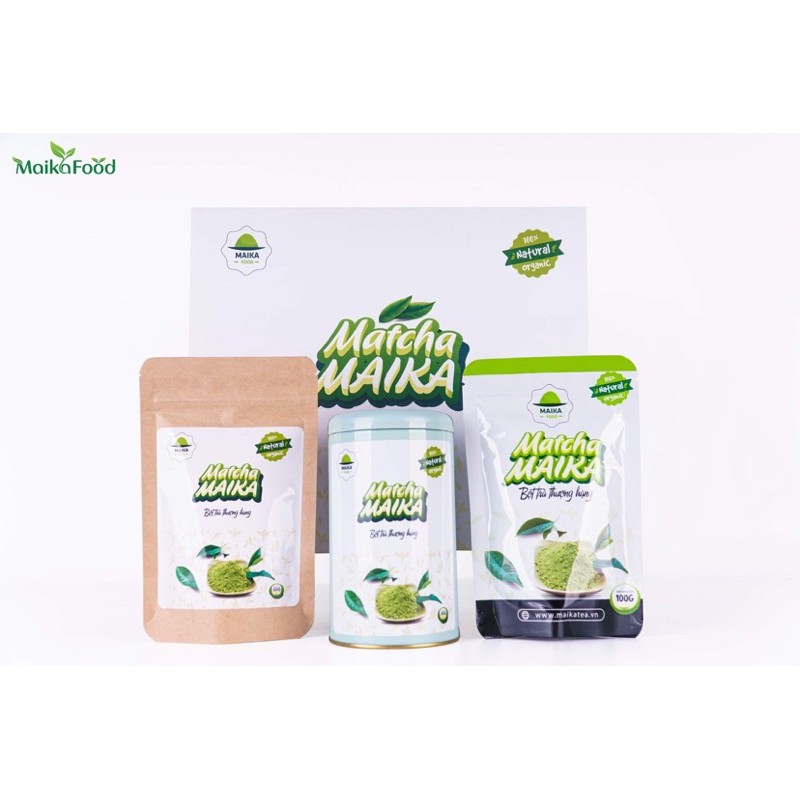 [50gr] Bột Trà Matcha Maika Nguyên Chất Hộp Thiếc - Dùng Pha chế, Làm Bánh, Đắp mặt. Hỗ Trợ Giảm Cân, Tiêu Hóa.