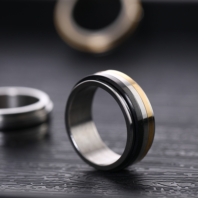 Nhẫn Xoay Ba Chiều Độc Đáo Phong Cách Mới | Nhẫn Inox Sáng Bóng Thời Trang Cá Tính Cho Nam | Nhẫn Cặp Đôi Thiết Kế Đơn Giản Thời Trang