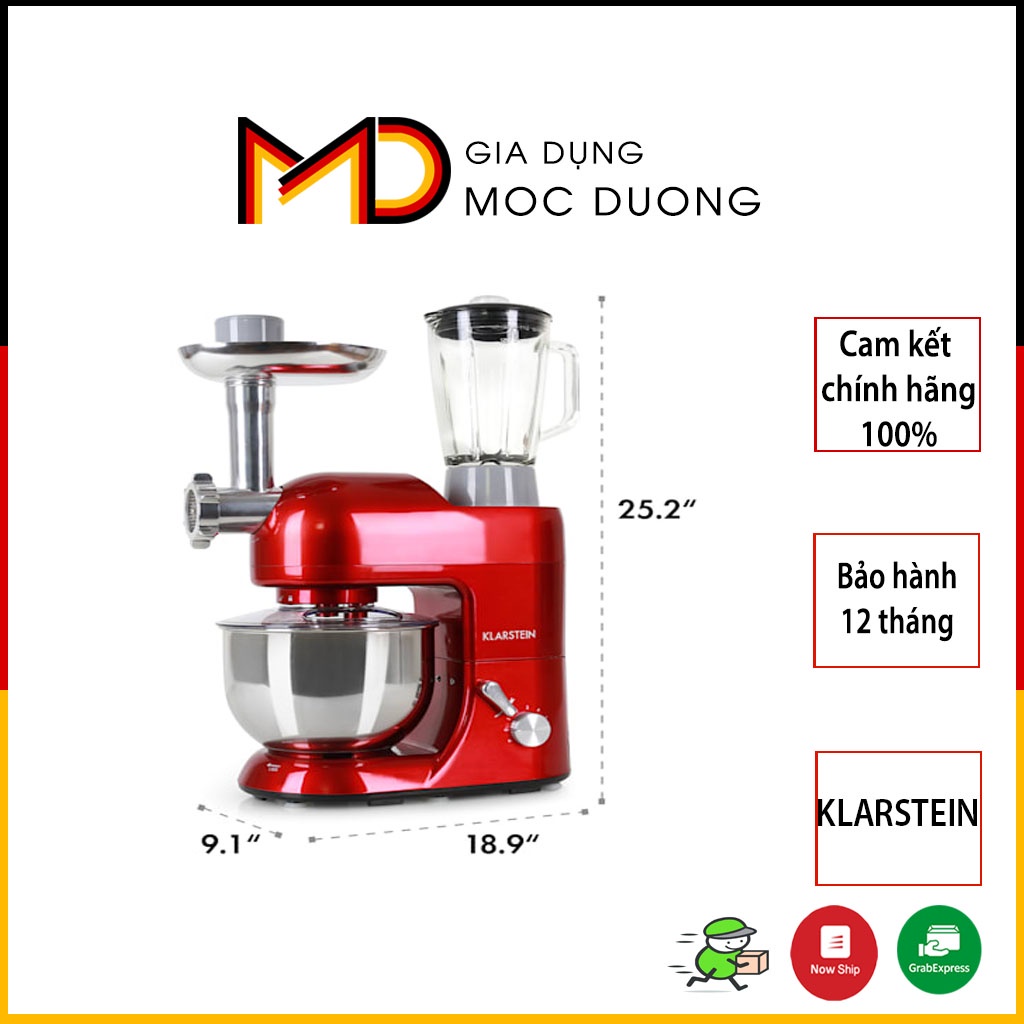 [Mã ELHA10 giảm 6% đơn 5TR] Máy đánh trứng trộn bột đa năng KLARSTEIN 3 trong 1 1200W 5l [HÀNG ĐỨC]