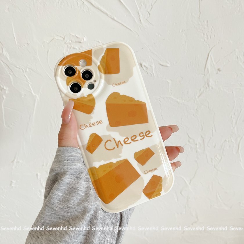 Ốp Điện Thoại Mềm Hình Phô Mai Mắt To Cho iPhone 14 13 12 11 Pro Max X XR Xs Max 8 7 6 6s Plus SE 2020