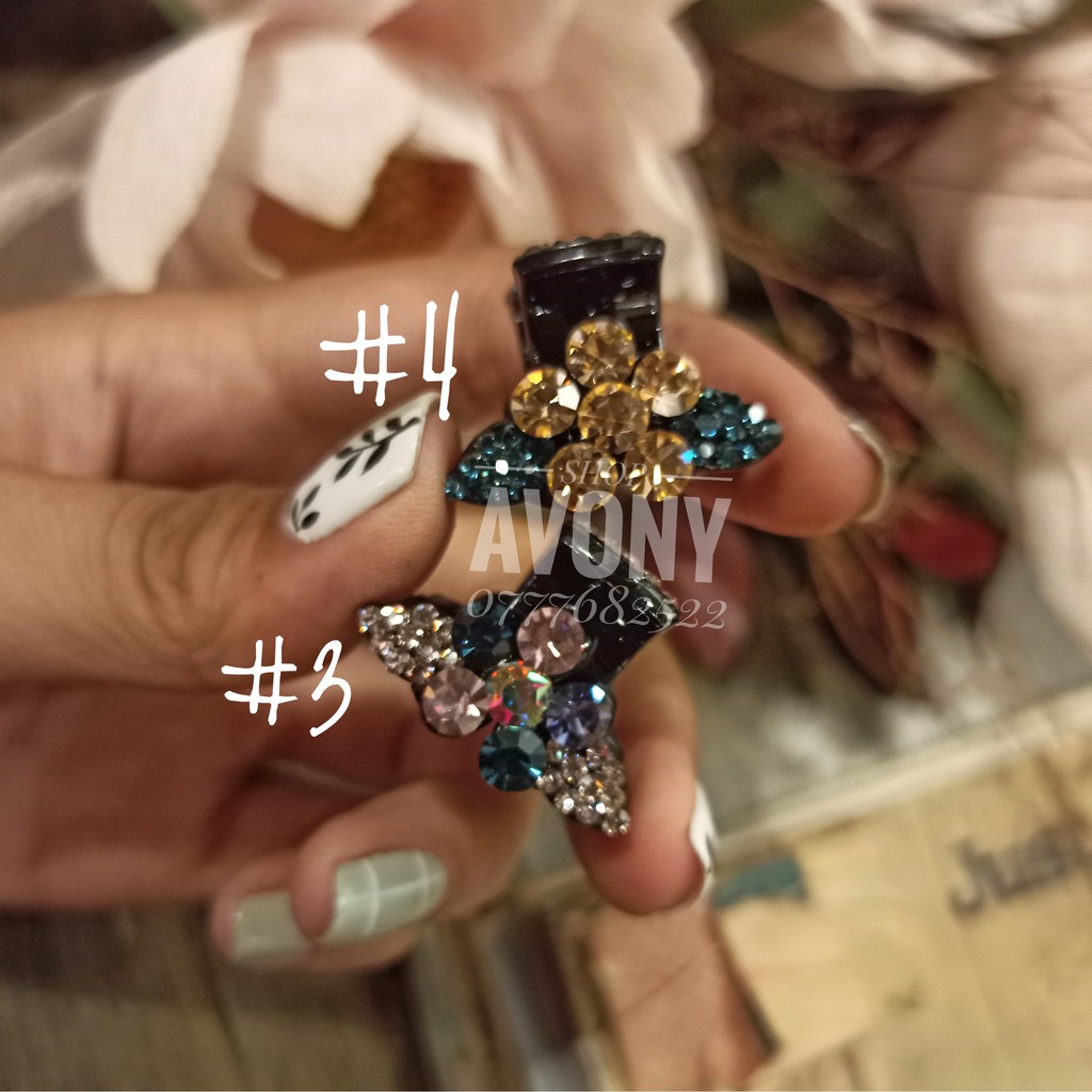 Cặp tóc - Kẹp đỉnh gắp tóc mái đính đá màu lấp lánh hình hoa