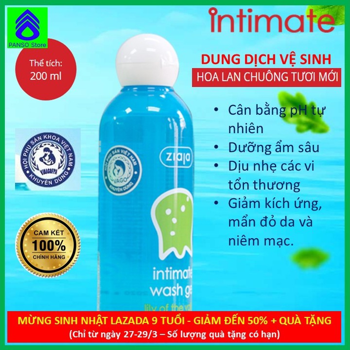 Dung Dịch Vệ Sinh phụ nữ Intimate ZIAJA BALAN Vỏ Sồi se khít chai 200ml cho Nam và Nữ -  Hàng chính hãng Ziaja