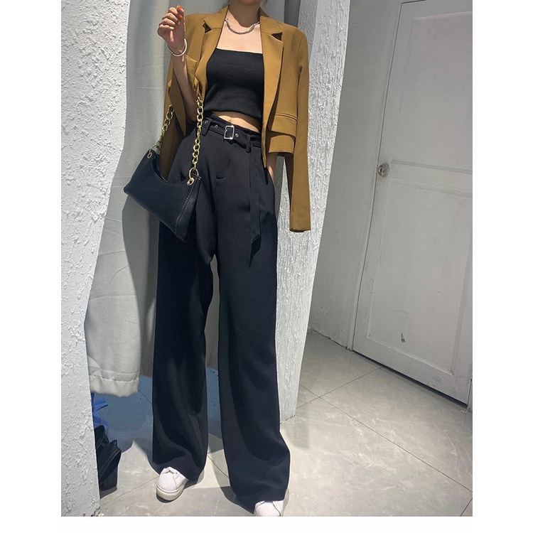 Quần ống rộng Lưng Cao Thời Trang Mùa Thu Mới Cho Nữ 2021