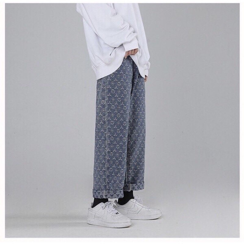 Quần Jean LV nam,nữ Ống suông, rộng In Họa Tiết_DH Style Hàn Quốc Q5 | BigBuy360 - bigbuy360.vn