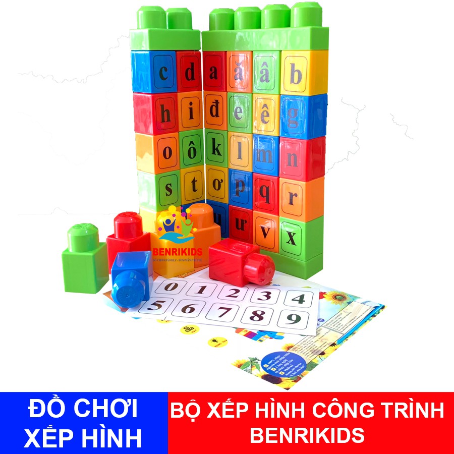 Đồ Chơi Xếp Hình Học Chữ Cái In Tiếng Việt Vijago 40 Chi Tiết(Hàng Việt Nam)