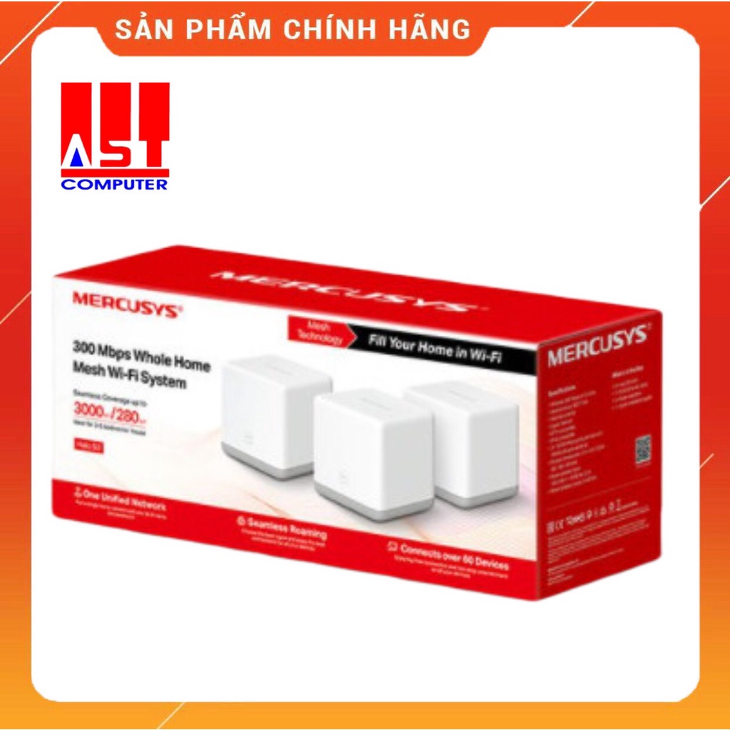 Hệ thống wifi mesh MERCUSYS Halo S3 Tốc Độ 300Mbps