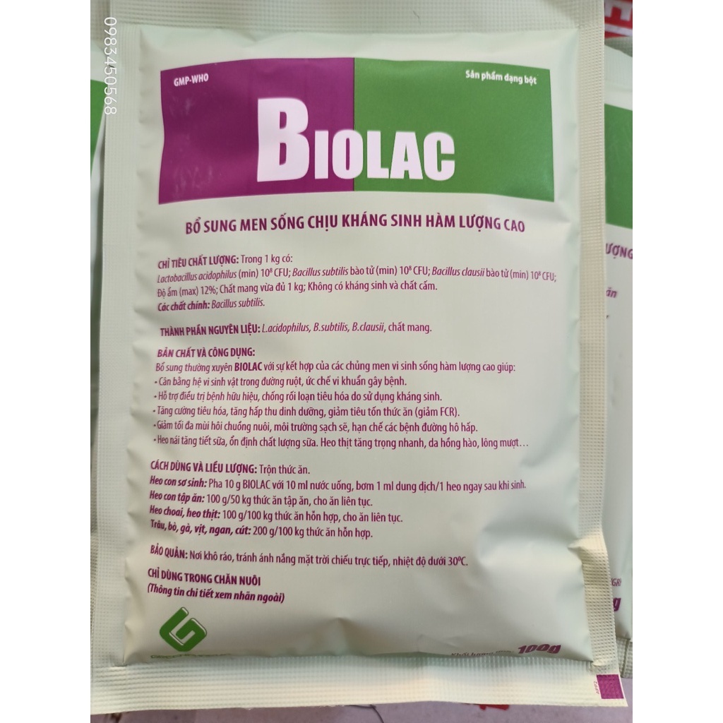 Men Sống Chịu Kháng Sinh BIOLAC  Hàm Lượng Cao