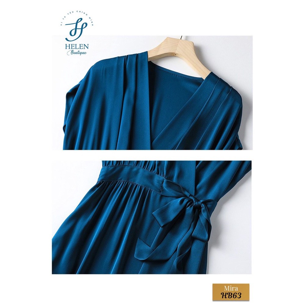 Đầm dáng dài xẻ tà sắc xanh óng nhẹ nhàng sang trọng - Mira Dress - Helen Boutique
