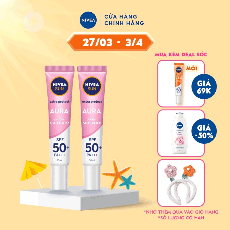 Bộ đôi tinh chất chống nắng sáng da Nivea SFP50+ PA+++ (30ml/chai) - 86014