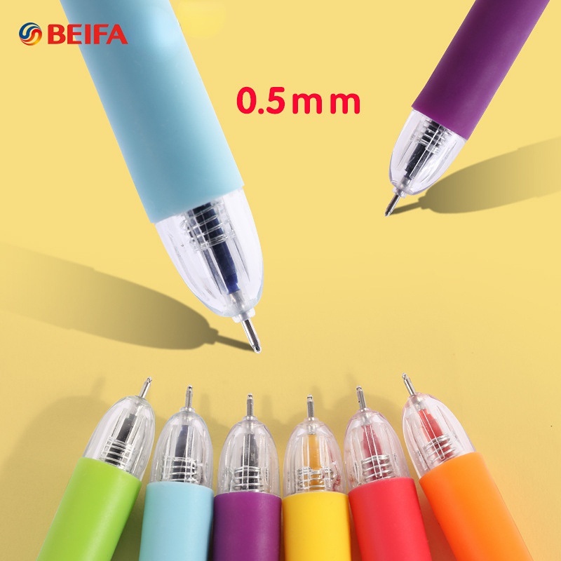 Set 6 Bút Bi Mực Gel Ngòi 0.5MM Màu Xanh Dương/Xanh Lá/Tím/Đỏ/Cam Cho Học Sinh