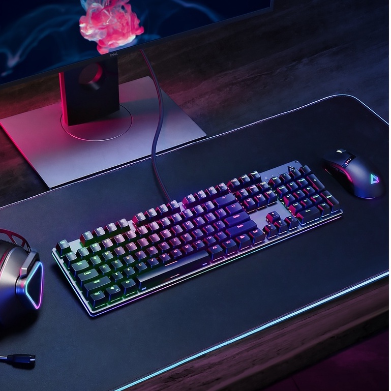 AUKEY KM-G12 Wired keyboard RGB Red Switch Mechanical Gaming Keyboard 7 colors 12 LED for Computer Laptop