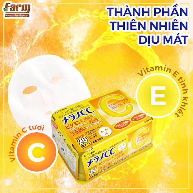 Mặt Nạ Giấy Dưỡng Trắng Da Bổ Sung Vitamin C Cải Thiện N ám MELANO CC Nội Địa Nhật Bản  - SAKUKO