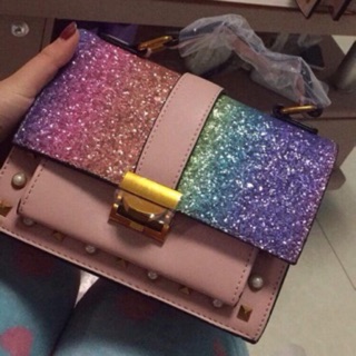 Túi cầu vồng QCCC, túi bling bling hottrend 2018 ( ảnh thật)