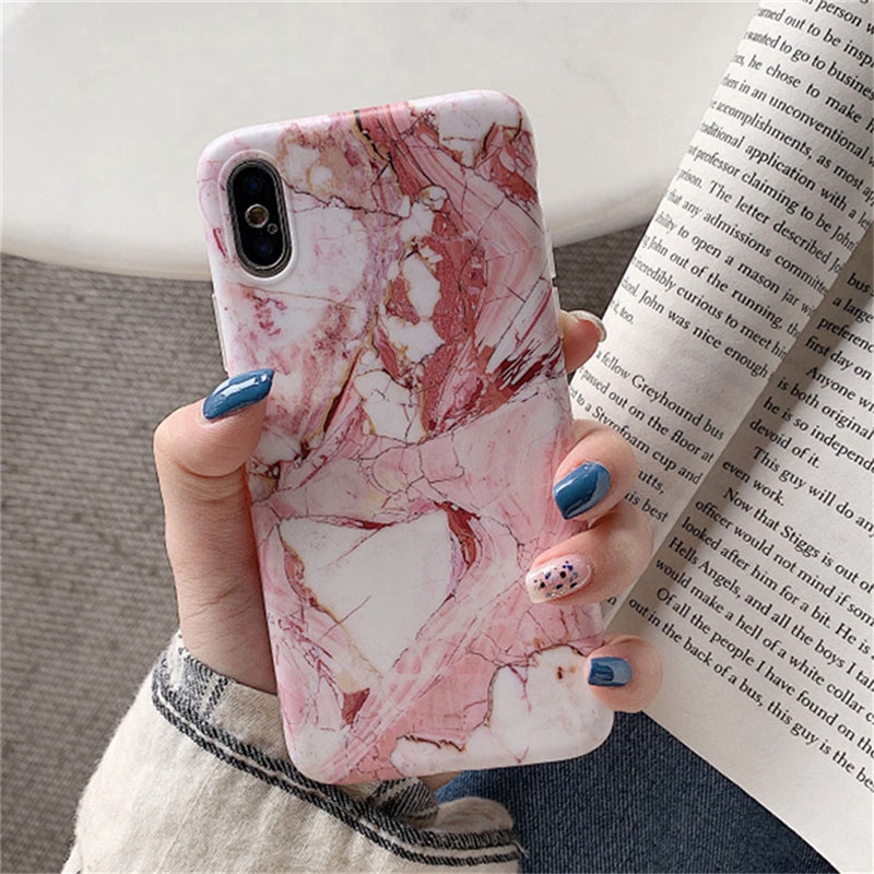 Ốp Điện Thoại IMD Họa Tiết Đá Cẩm Thạch Bóng Sang Trọng Cho iPhone 6 6s 7 8 Plus X XS Max XR 11 12 13 14 Pro Promax Plus