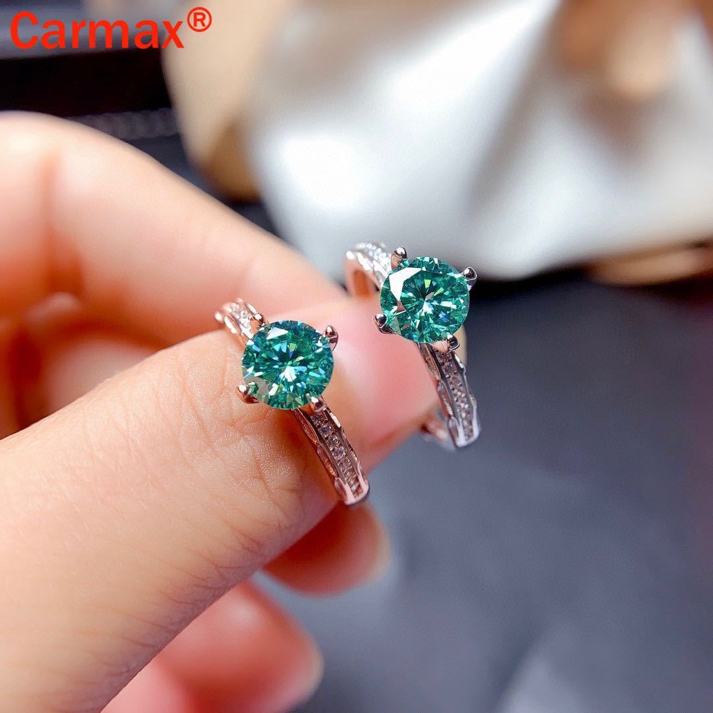 Nhẫn Moissanite Màu Xanh Lá Và Xanh Lá Đính Kim Cương Mới Cho Nữ